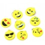 Lot de 5X Porte clé Emoji Emoticone jaune 5cm avec chaîne et anneau pour clef