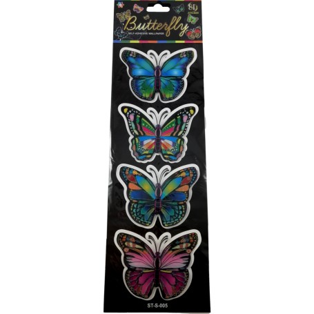 4 Grands Stickers Muraux Papillons Autocollants 3D 8x7cm Décoration Maison
