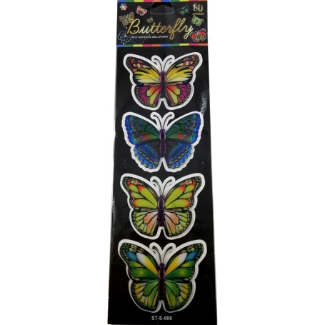 4 Grands Stickers Muraux Papillons Autocollants 3D 8x7cm Décoration Maison