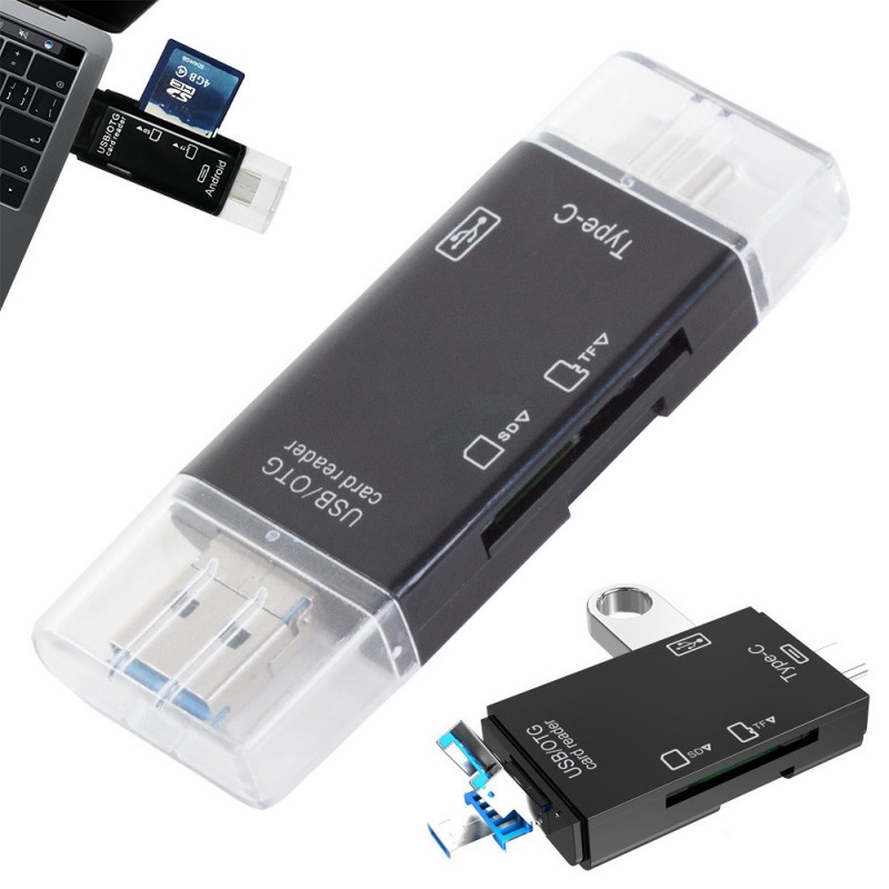 Lecteur de Cartes Mémoire 5 en 1 USB 3.0 Type-C et Micro USB – Compatible SD et TF