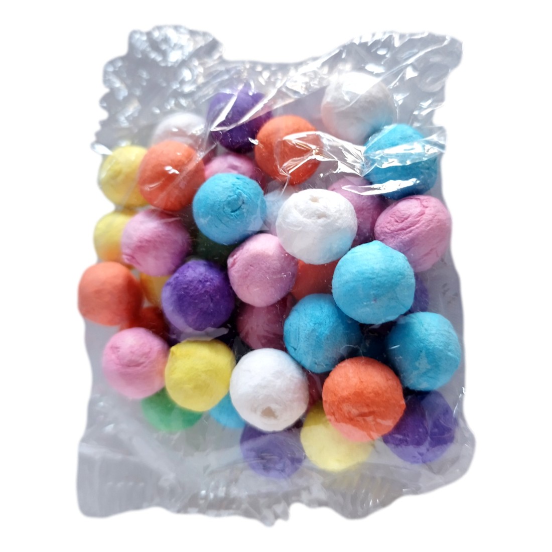 50 Mini Boules de Papier Ouate Multicolores pour Sarbacane Fête Confettis