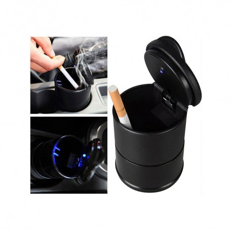 Cendrier De Voiture Auto-Extincteur Portable - Noir, Cylindrique - Pour Sortie D'Air Ou Porte-Gobelet