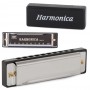 Harmonica en Métal 10 Trous en Do Majeur + étui de Rangement