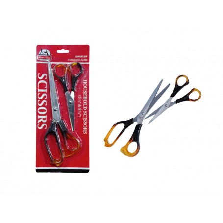 2x Paires de Ciseaux de Bureau en Acier Inoxydable 17cm Bureautique Papeterie
