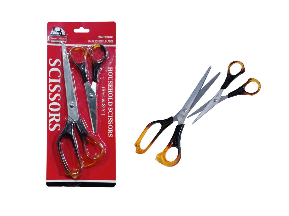 2x Paires de Ciseaux de Bureau en Acier Inoxydable 17cm Bureautique Papeterie