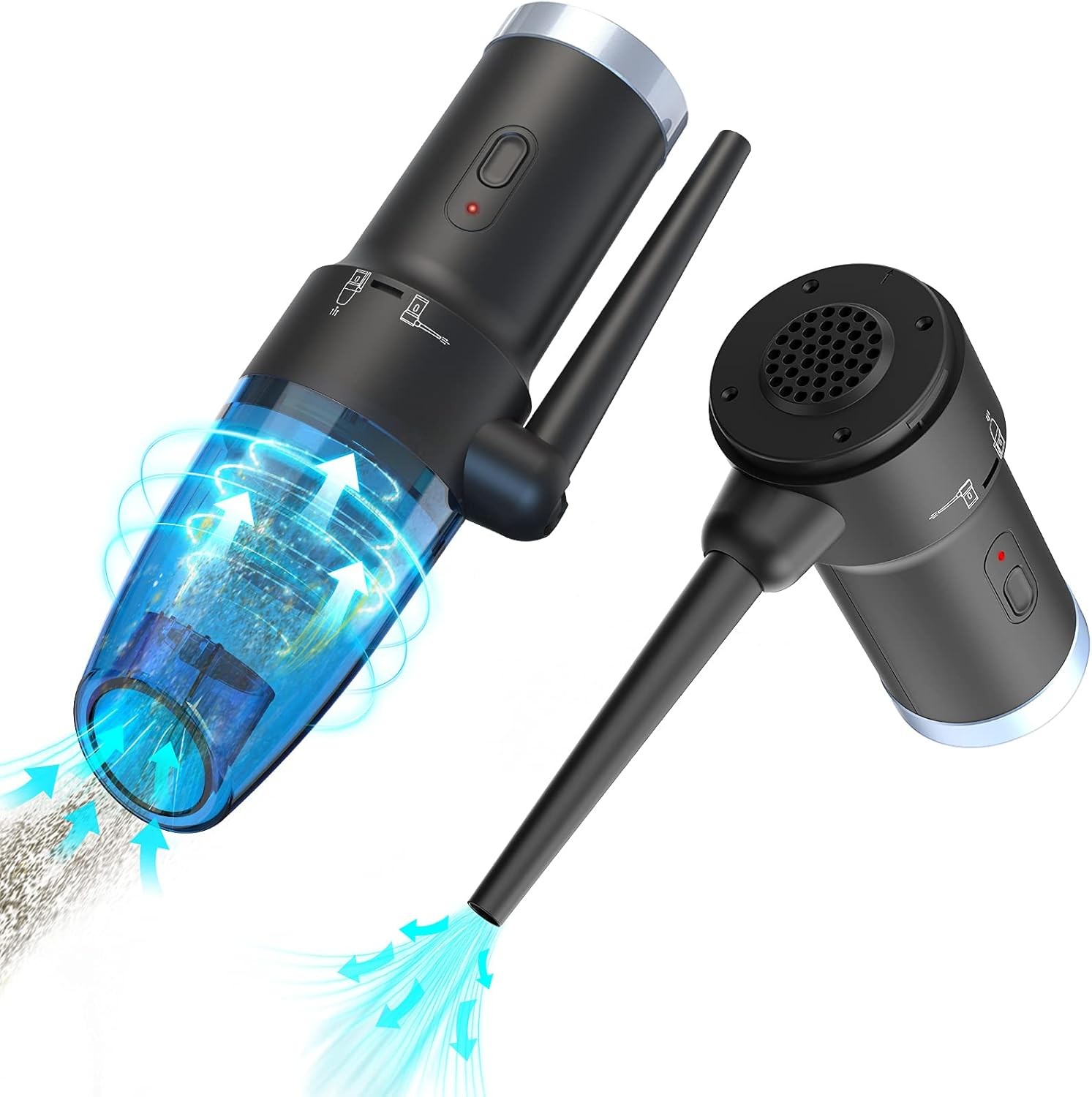 Aspirateurs pour Ordinateurs sans Fil et Dépoussiérant 2 en 1, 8000PA Aspirateur de Voiture, 10W 6000 mAh Bombe Air Comprimé