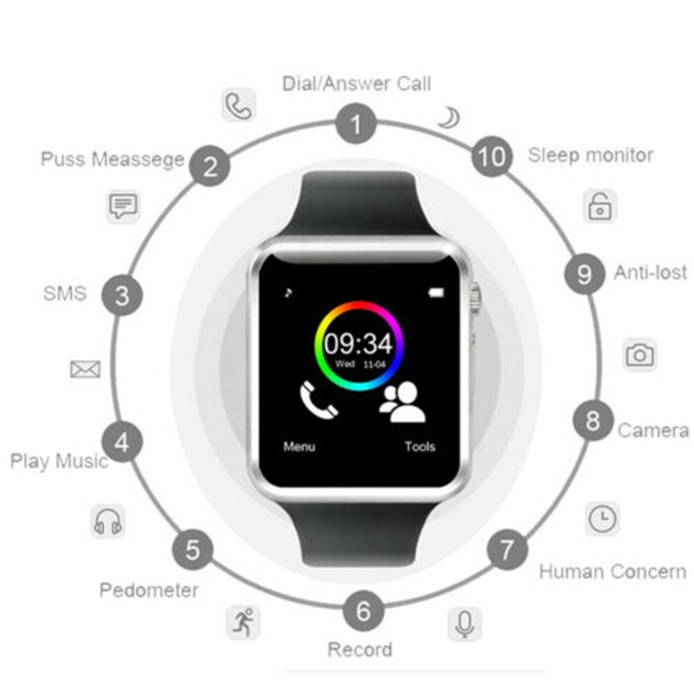 Montre Bracelet Smart Watch Connectée Bluetooth GPS Sport Podomètre Camera SMS