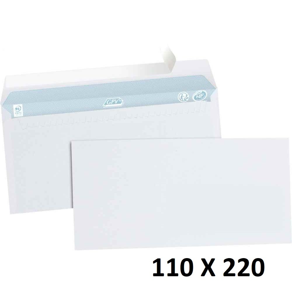 5X Enveloppe Blanches Courrier Auto-Adhésives 110x220mm 11x22cm DL SF