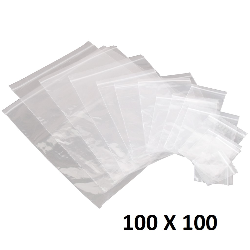 10X Sachet Zip Plastique 100x100mm 10x10cm Transparent Pochon Pochette 50u