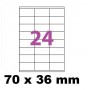 5X Feuille Autocollante Papier 120 étiquettes 70x36mm soit 24 par Planche