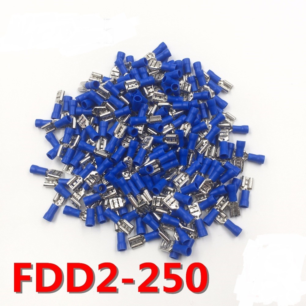Lot 50x Cosse électrique Plate 6,3mm Bleue Femelle Connecteur 1,5 à 2,5 mm