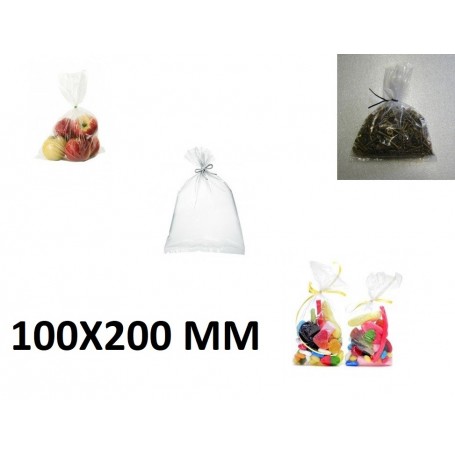 200X Sachet Sac Plastique Alimentaire PEBD 100x200mm 10x20cm Transparent 50u