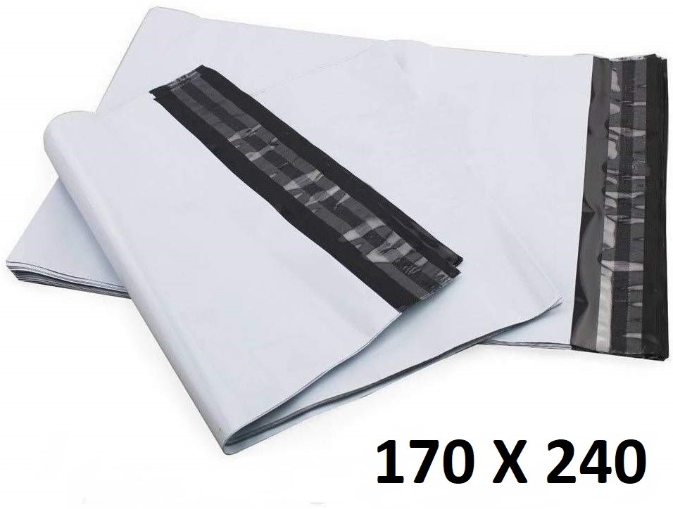 50X Enveloppe Plastique 170x240+40mm Adhésif Blanche Opaque Indéchirable 60u