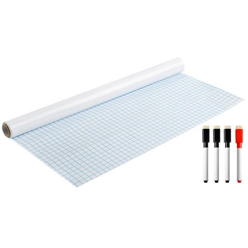 Tableau Blanc Adhésif – Autocollant Effaçable 45 X 200 Cm, PVC, Pour Bureau, école, Cuisine