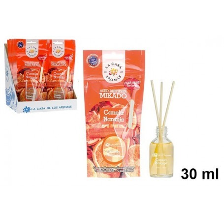 Mikado Cannelle et Orange 30ml Diffuseur de Parfum d'Ambiance Bâtons