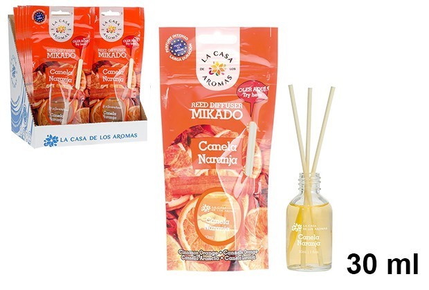 Mikado Cannelle et Orange 30ml Diffuseur de Parfum d'Ambiance Bâtons