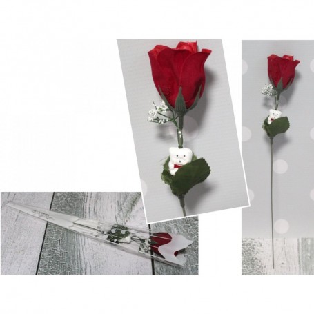 Rose Rouge Valentine Artificielle en Plastique et Tissu Fleur Cadeau Saint Valentin