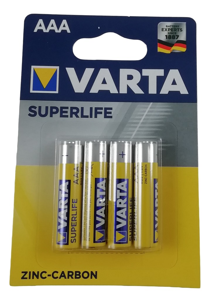 4 Piles AAA LR3 R03 VARTA Superlife 1,5V Zinc Carbon Batterie Longue Durée