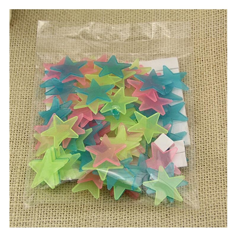 100 Stickers Étoiles Fluorescentes Niuhong - Décoration Murale Brillante Dans Le Noir - Rose