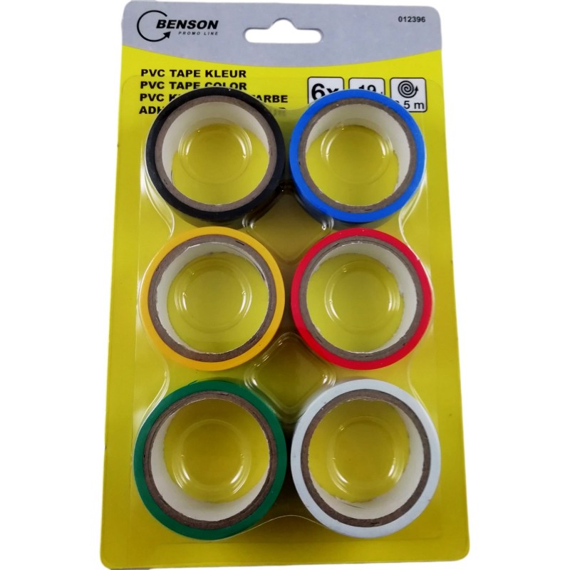 Lot De 6 Rubans Isolants PVC 19mm X 8m - PRO POWER SH5005-6MPK, Couleurs Mélangées