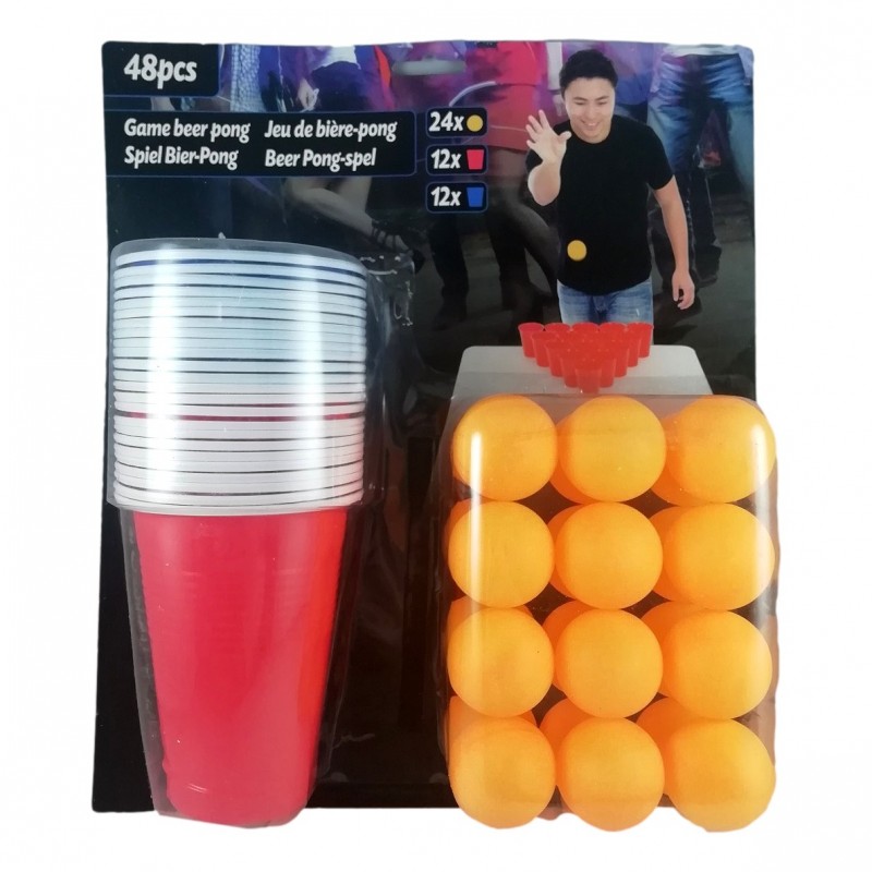 Upchase 50 Beer Pong Tasses Set, Gobelet Réutilisable, Rouges Et Bl 16oz 473ml 10 Balls De Ping Pong Amz B08l5hv4jg