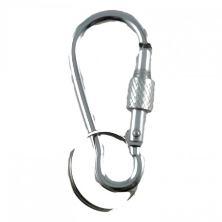Mousqueton Aluminium 5,6 cm Porte-Clés Attache Crochet Randonnée + Verrou
