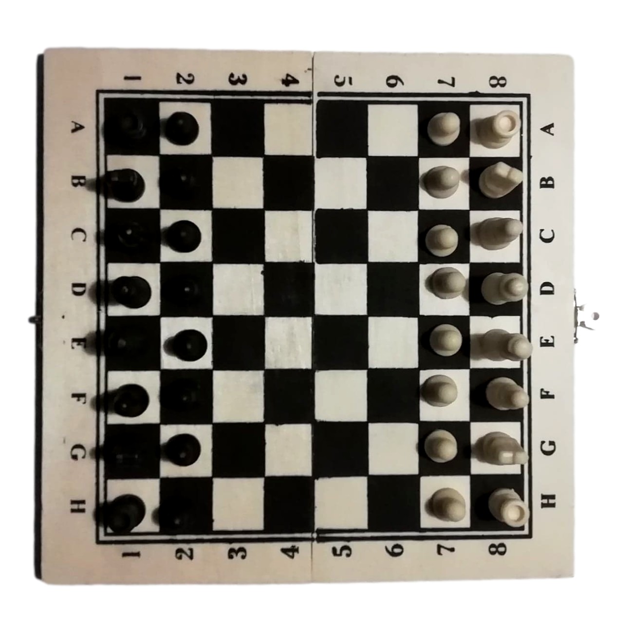 Mini Jeu d'échecs de Voyage en Bois 21x21cm Pliable + Pièces et Pions Inclus