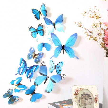 12 pcs 3D papillon Stickers muraux papillons décoration maison, chambre  enfant
