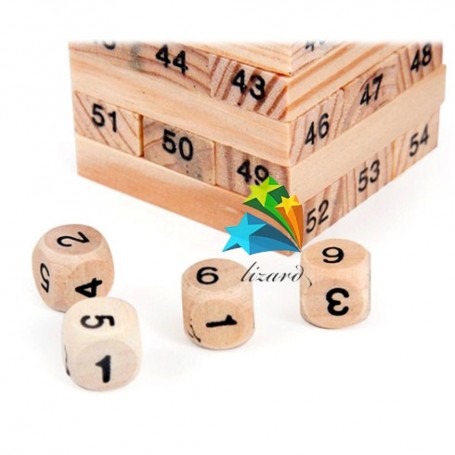 Jeu De Société La Tour Infernale - Version Vintage En Bois Avec 54 Blocs - Jeu D'adresse Pour Soirées Entre Amis