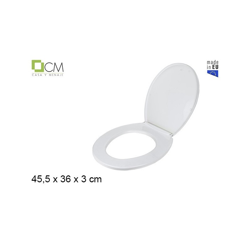 Abattant WC Blanc Uni 45,5 x 36 cm Confort en Plastique + Fixation  Universelle
