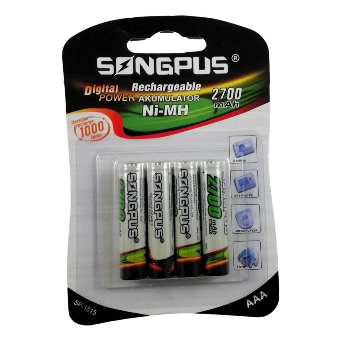 4 Piles Batteries Rechargeables AAA LR03 LR3 2700 mAh 1,2V Accu Ni-MH