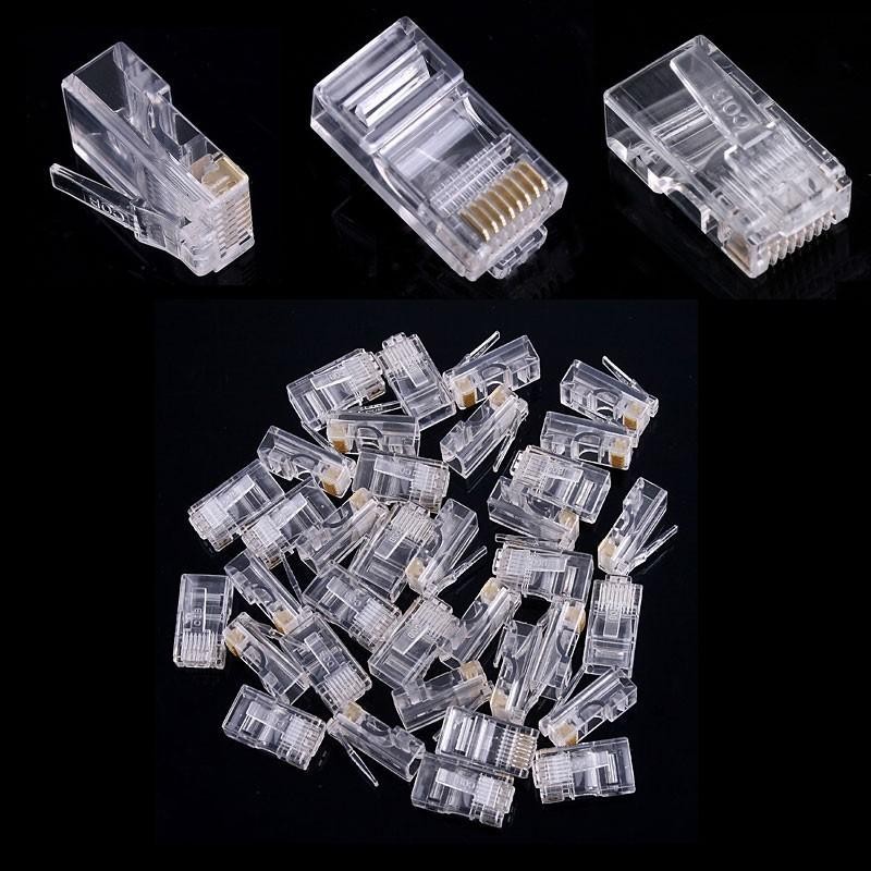 Lot 1 à 100 fiches RJ45 tête a sertir Connecteur réseau LAN Prise Ethernet Embou - Imagen 9 de 9