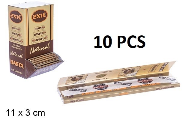 10 Carnets de Longues Feuilles à Rouler Tabac 110mm Papier Bio RASTA 320pcs