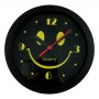 Horloge Murale Smiley Emoji Souriant Noire et Jaune Décoration Maison Cuisine