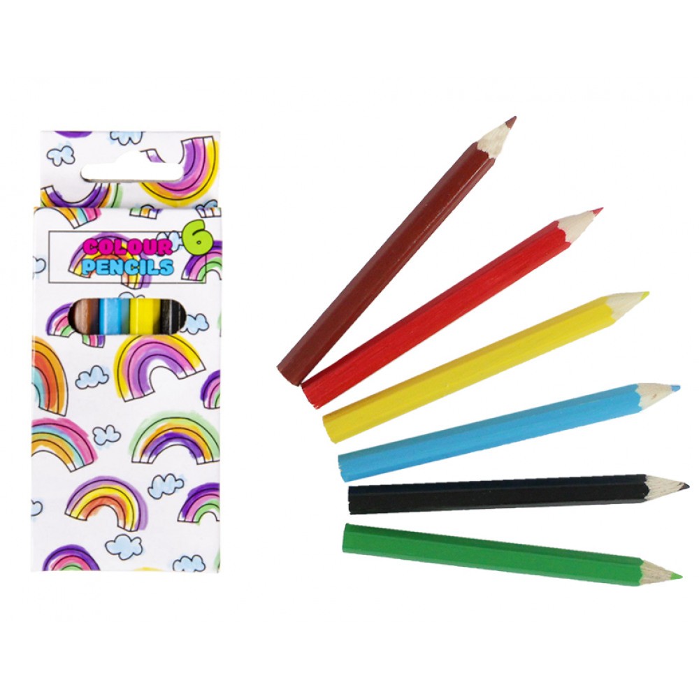 Set de 6 Petits Crayons de Couleur 9cm Dessin Artiste Coloriage Enfant Adulte
