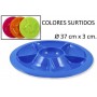 Grand Plateau Apéritif Coloré 6 Compartiments diam. 37cm en Plastique