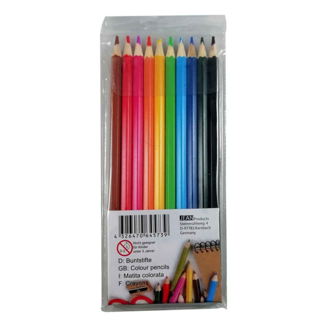 Set de 10 Crayons de Couleur 18cm Dessin Artiste Coloriage Enfant Adulte