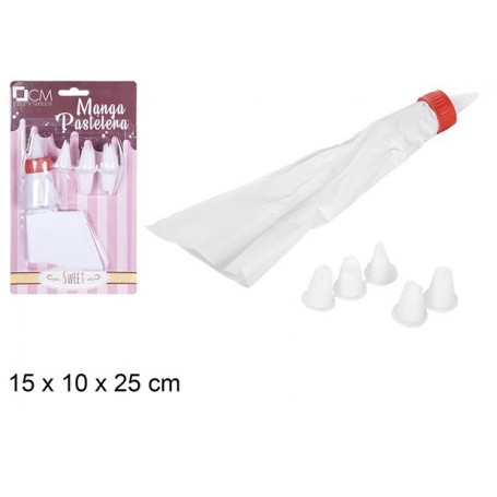 Poche Pâtisserie + 5 Douilles Plastique Pâtissier Gâteaux Crème Macaron