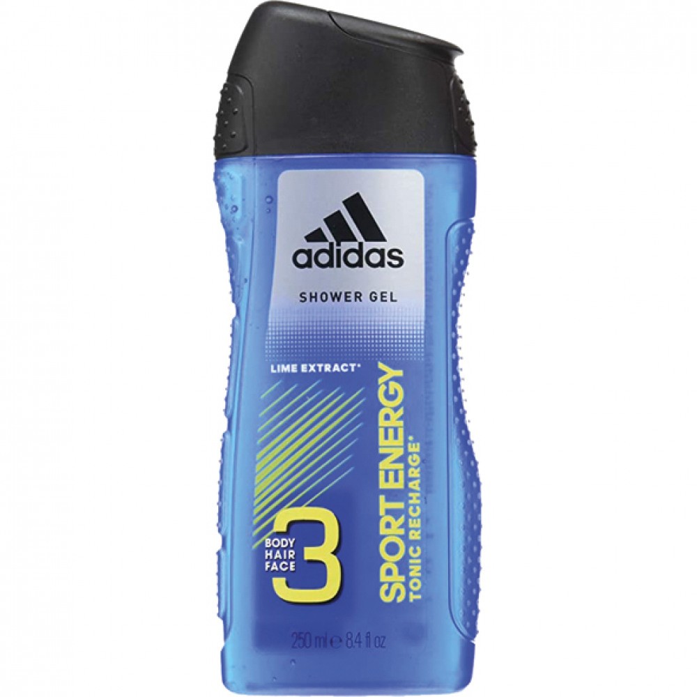 Gel Douche Adidas 3en1 Sport Energy 250ml Citron Vert Corps Cheveux Visage