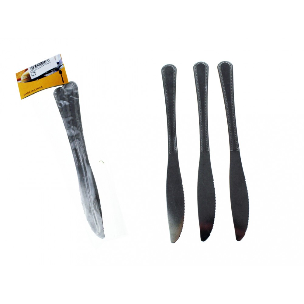 Set de 3 Couteaux en Acier Inoxydable Gris Métal 20cm Service de Table